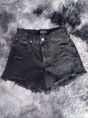 Aeropostale Black Distressed Denim Cutoff Shorts